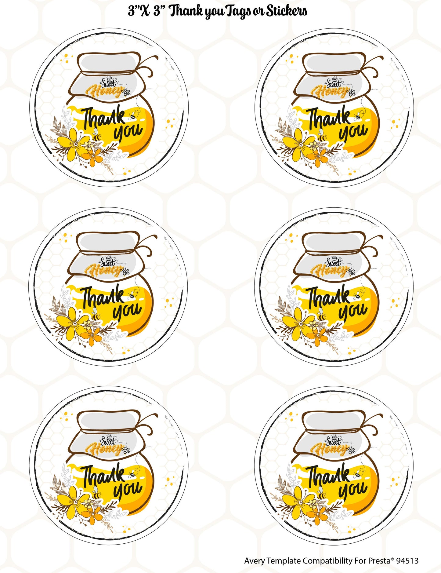 Bumble Bee -Thank you Tag or Sticker