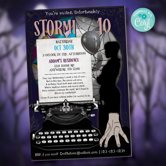 Wednesday Addams Birthday Invitation