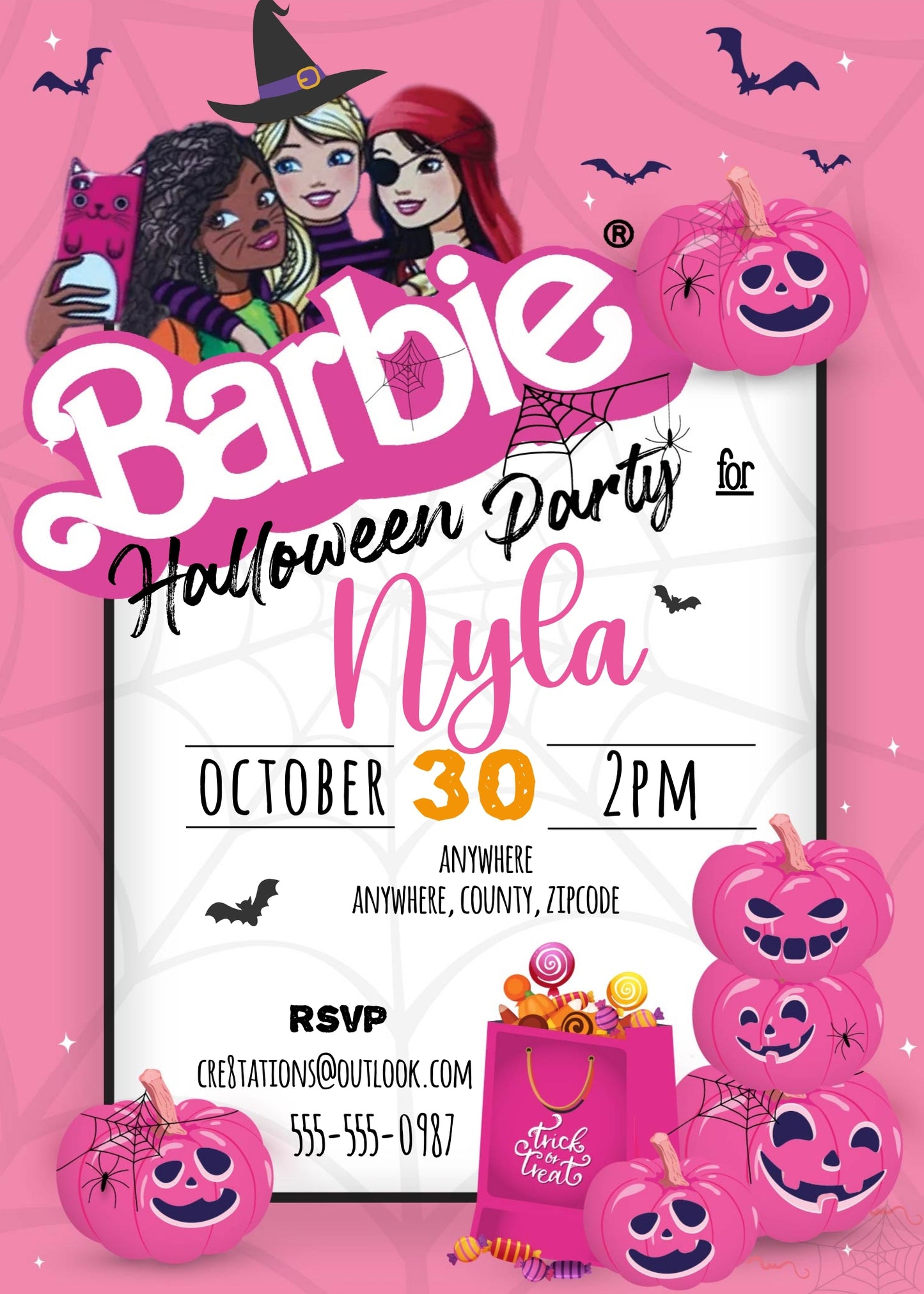 Barbie Halloween Invitation