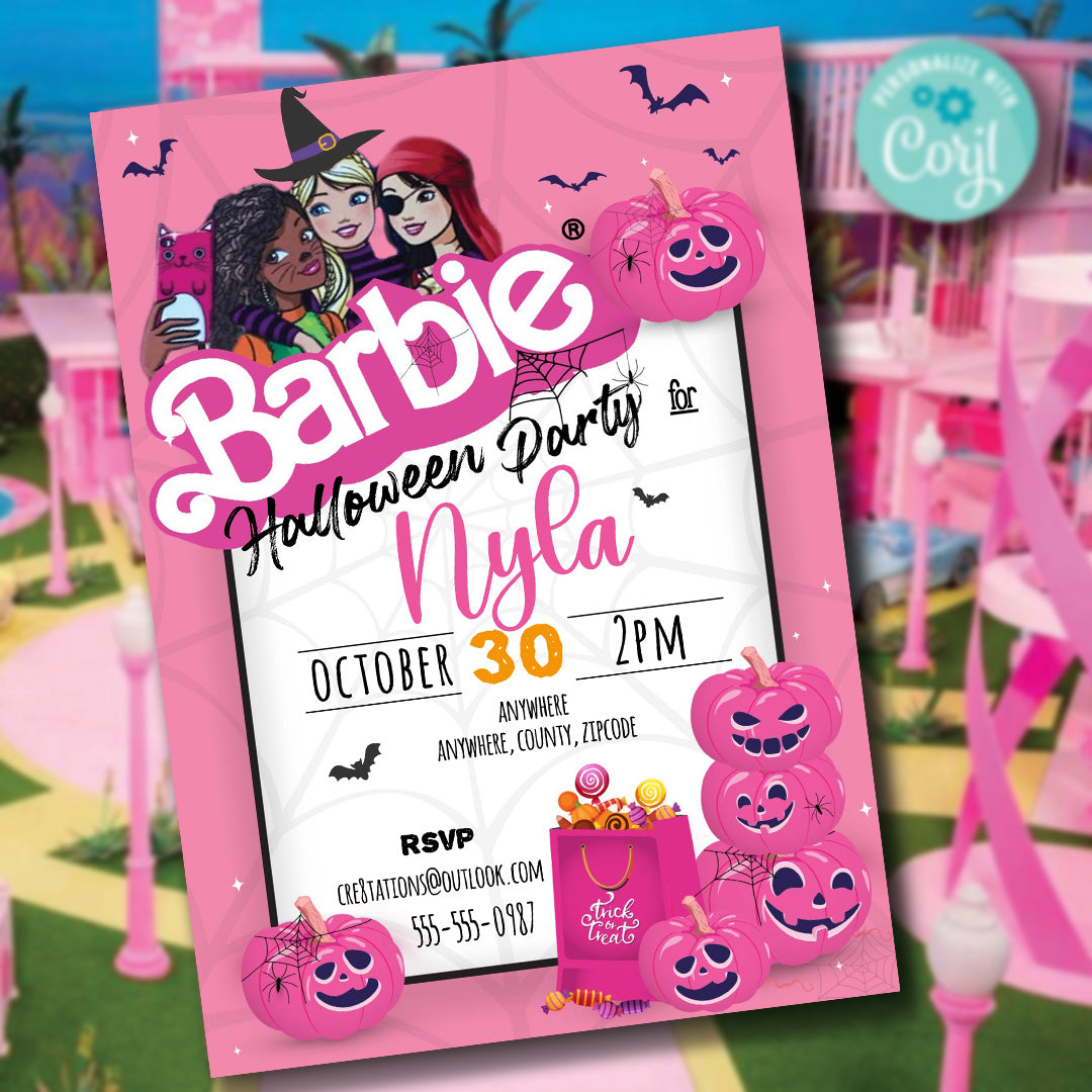 Barbie Halloween Invitation