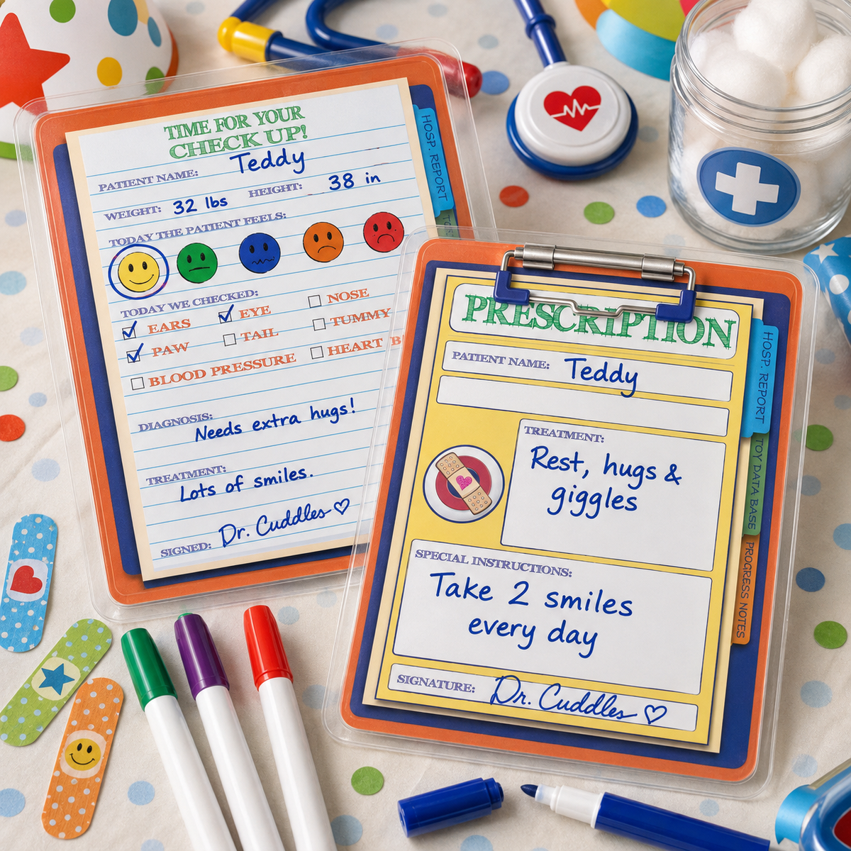 Doc McStuffin's Clipboard Favor Orange and Blue