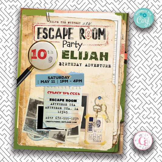 Escape Room Digital Invitation- Neutral