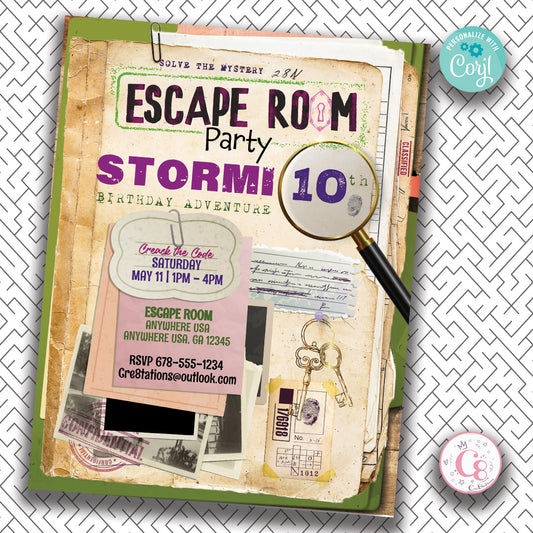 Escape Room Digital Invitation - Pink