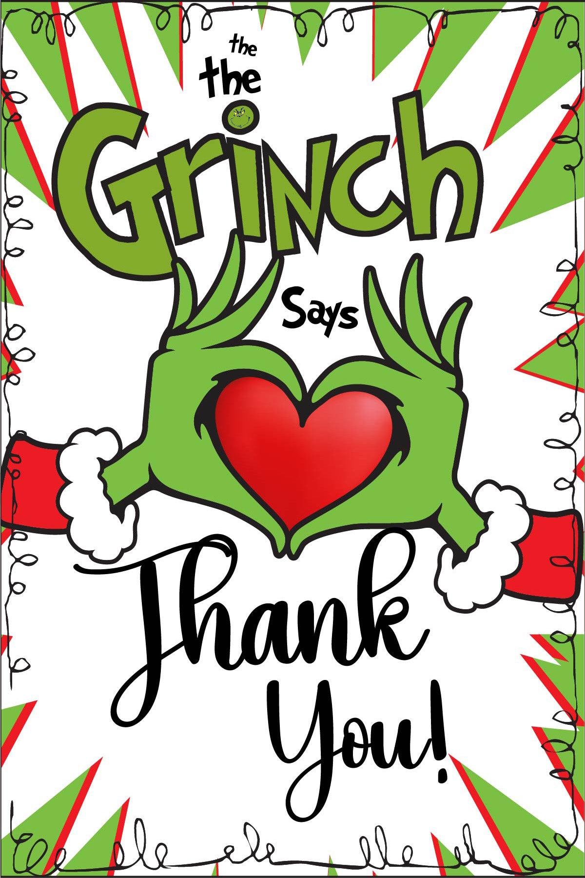 Grinch Birthday (Red) - Thank you Tags