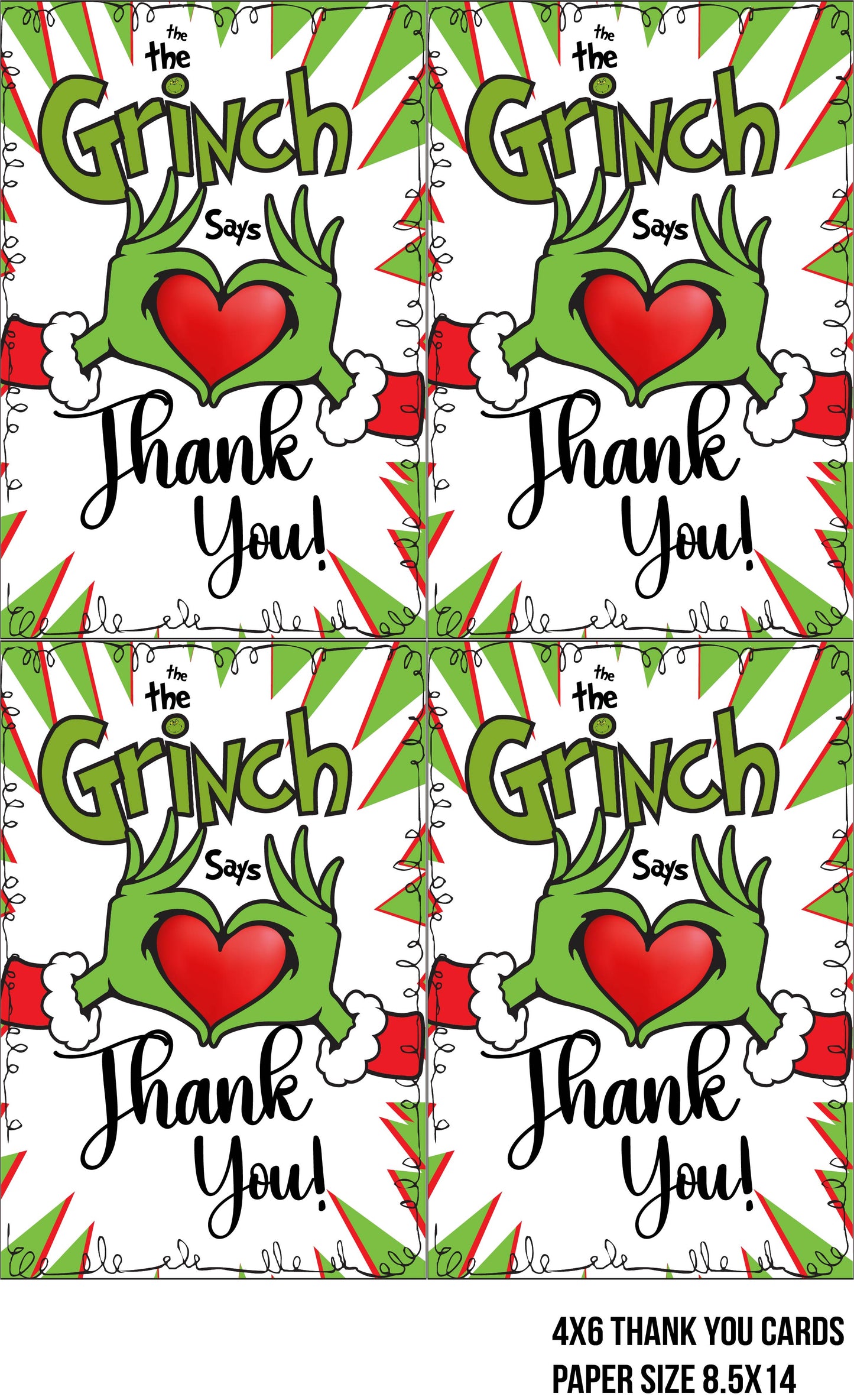 Grinch Birthday (Red) - Thank you Tags