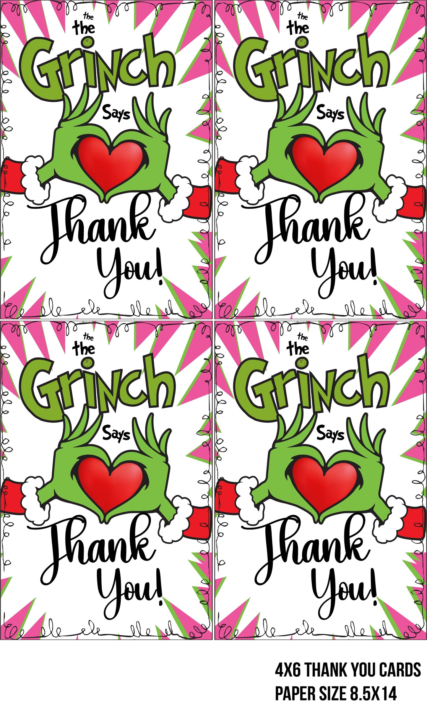 Grinch Birthday (pink) - Thank you Tags