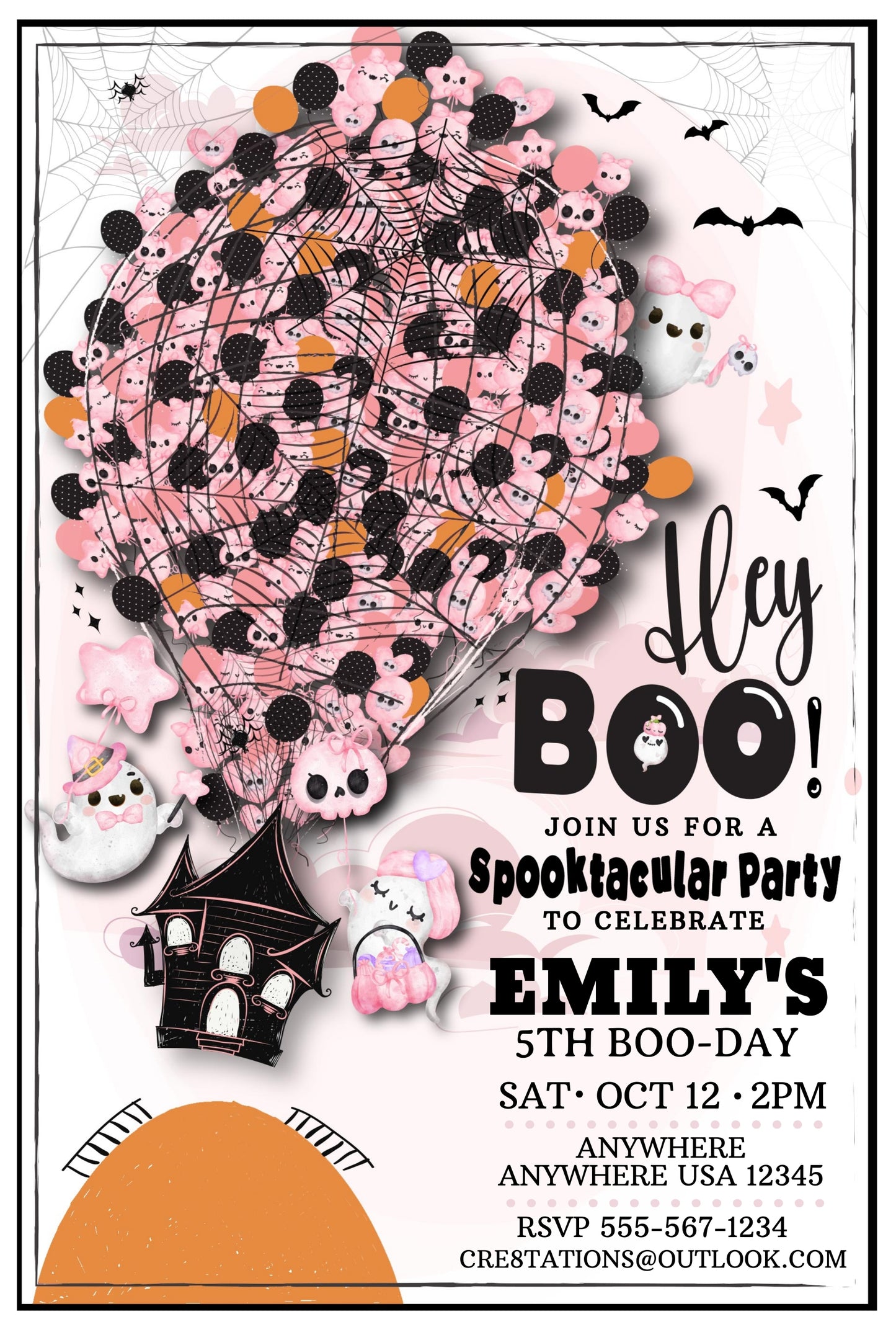 Hey Boo Party Invitation (Orange)