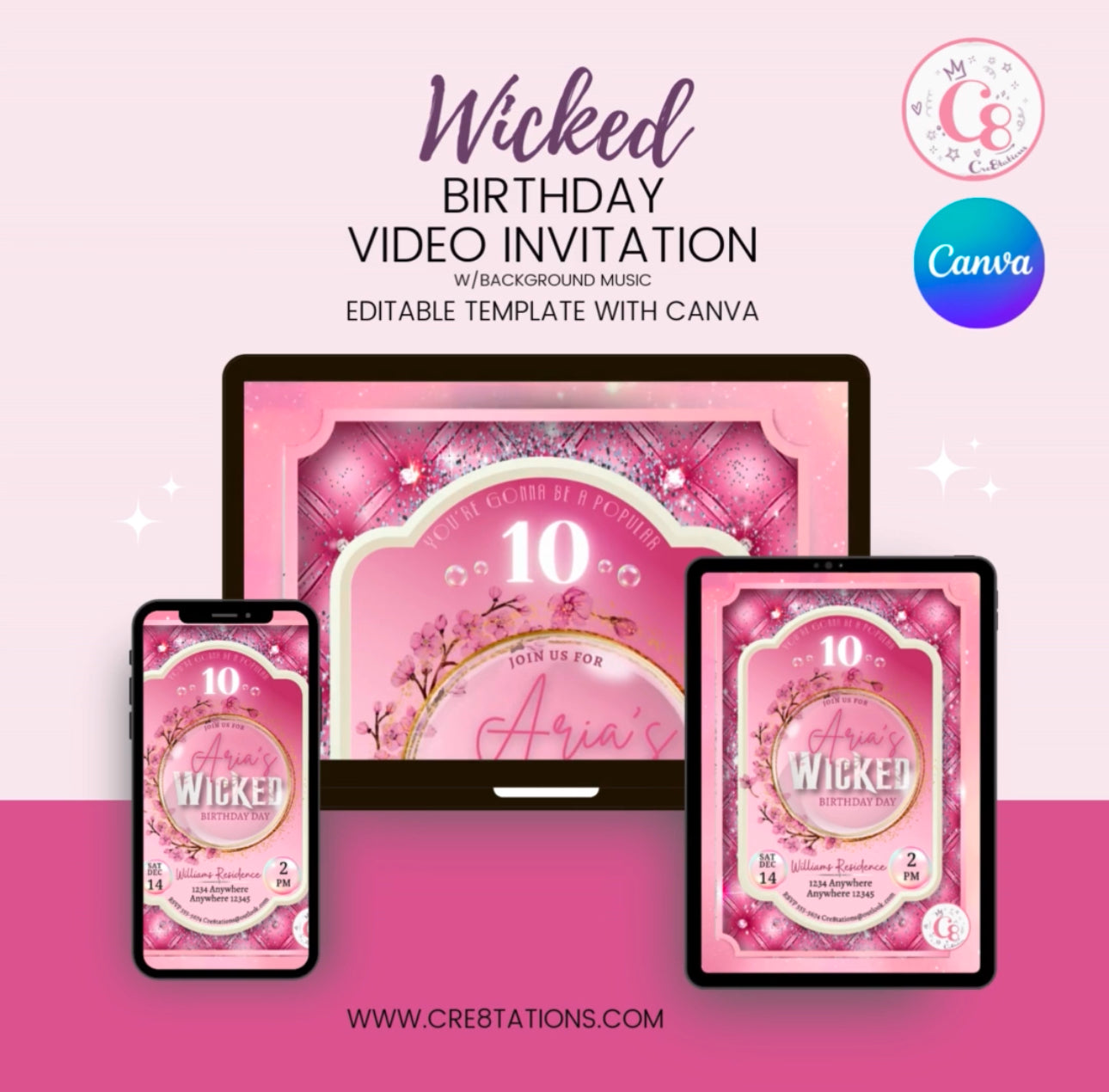 Wicked - Video Birthday Party Invitation (Glinda)