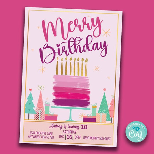 Merry Birthday Invitation