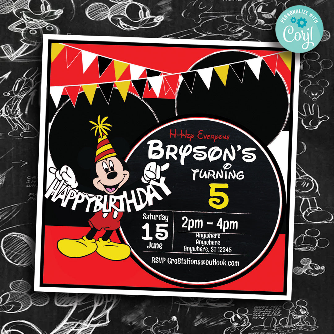 Mickey Mouse Birthday - B/W