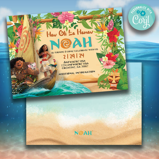 Moana Digital Birthday Invitation