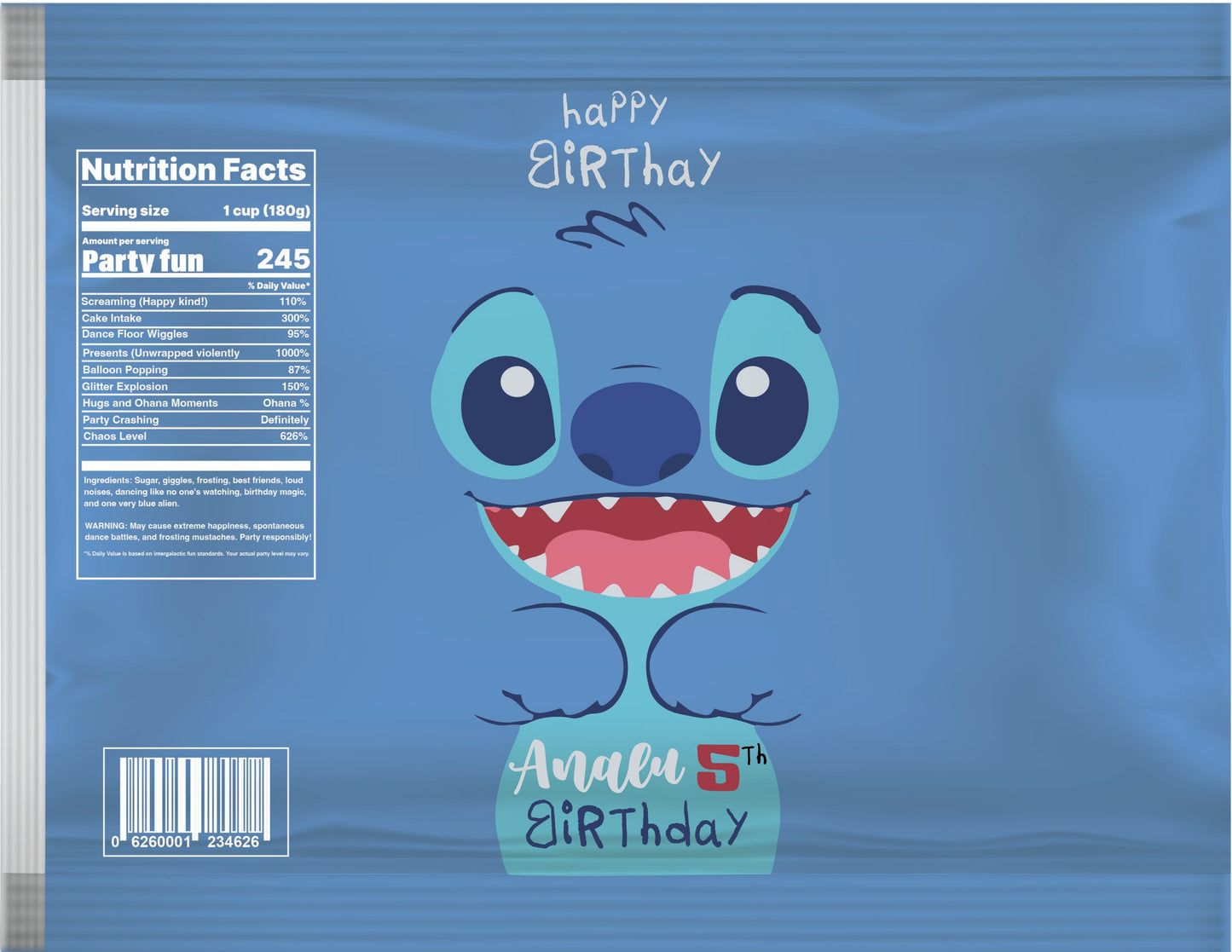 Stitch and Angel Chip Bag Label