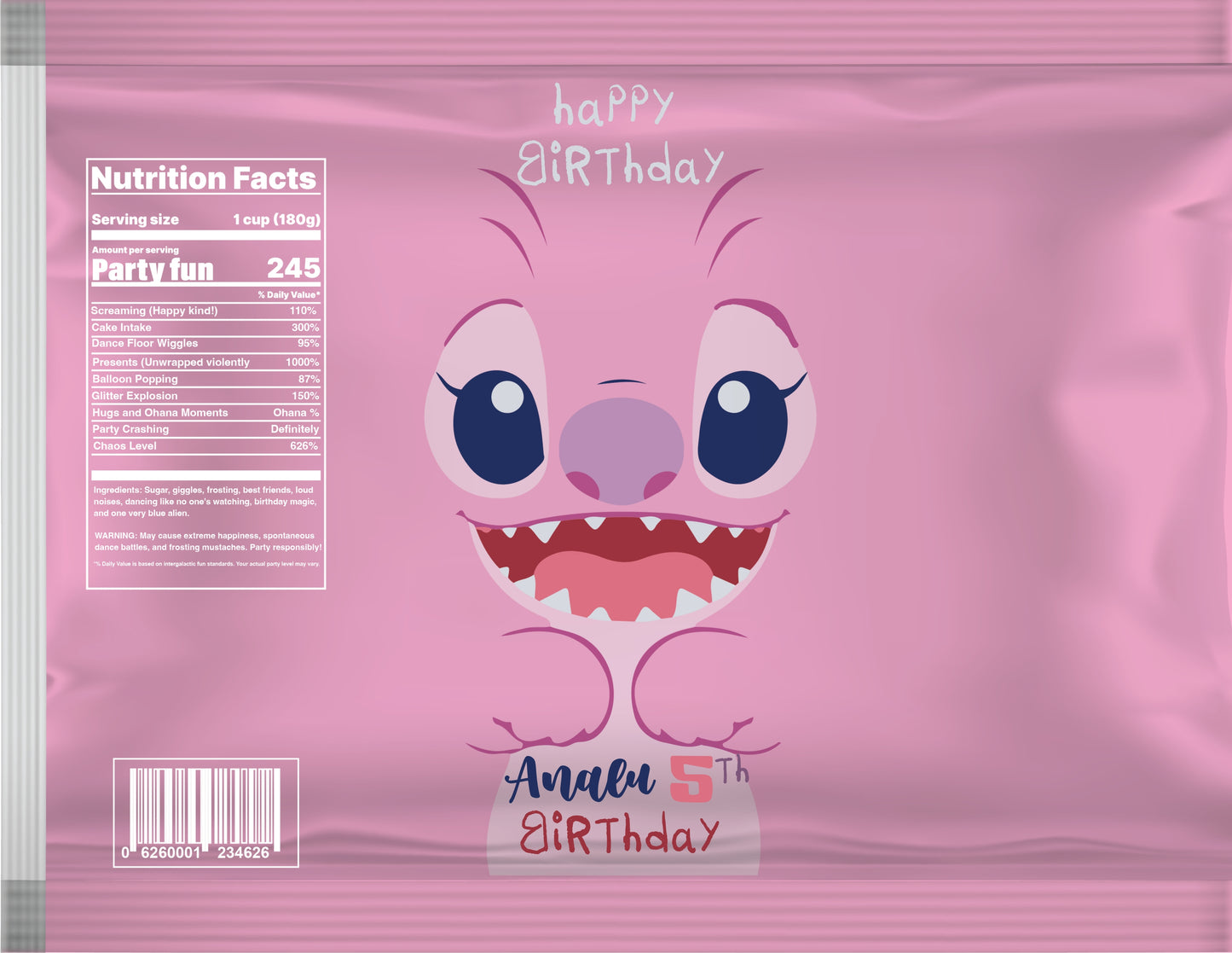 Stitch and Angel Chip Bag Label