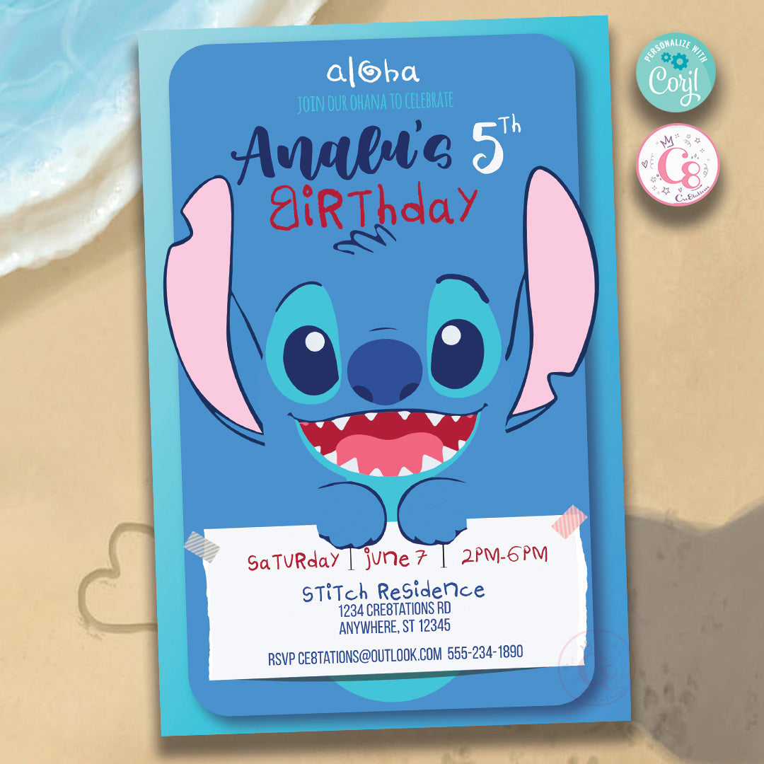 Stitch Birthday Party Invitation