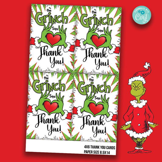 Grinch Birthday (Red) - Thank you Tags