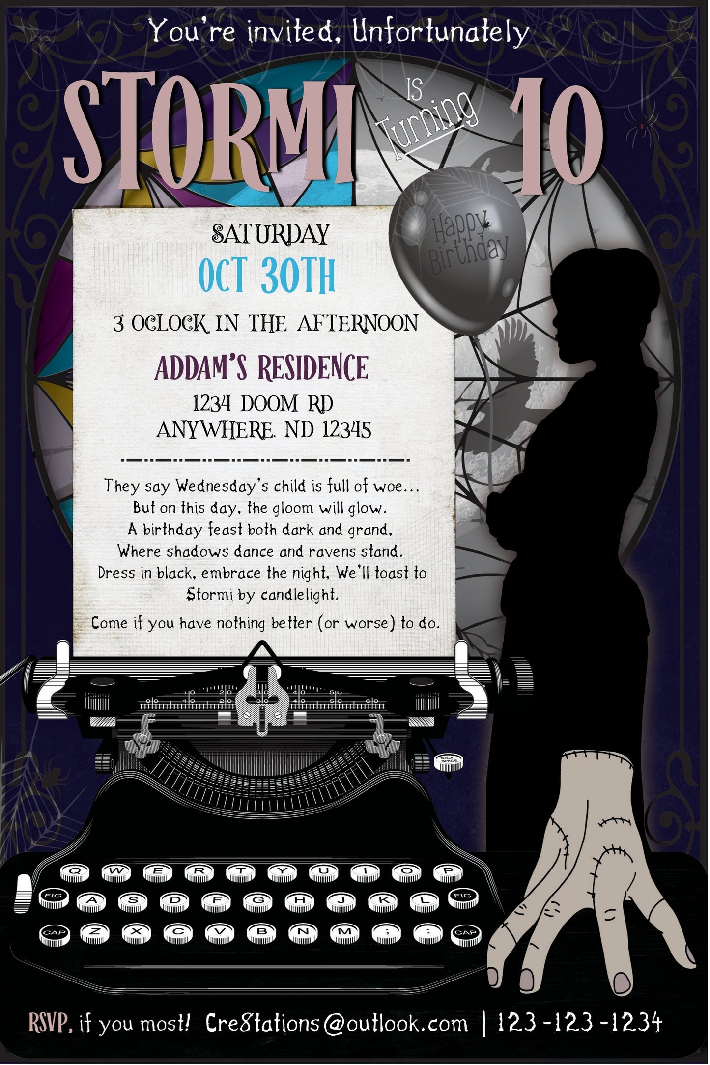 Wednesday Addams Birthday Invitation