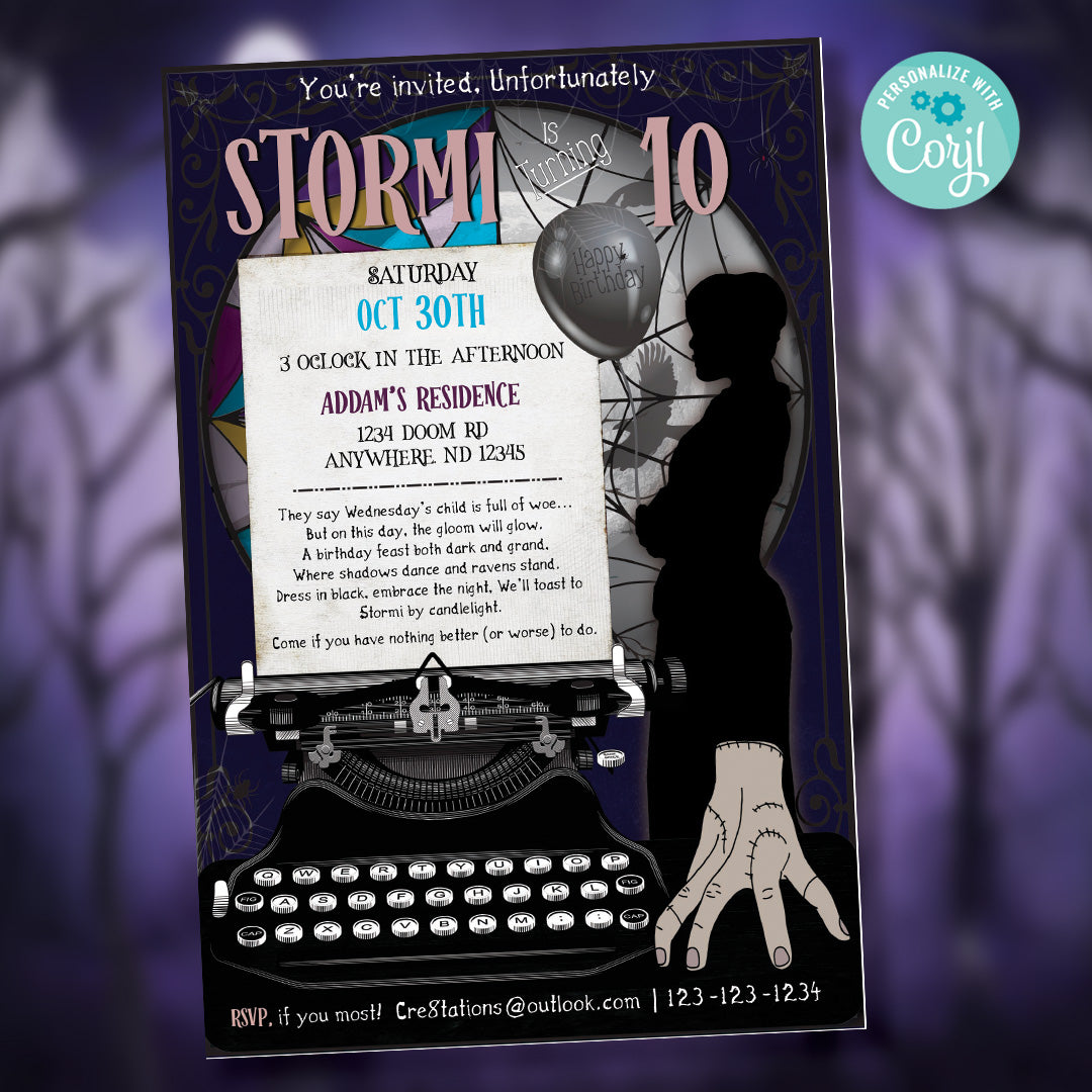 Wednesday Addams Birthday Invitation