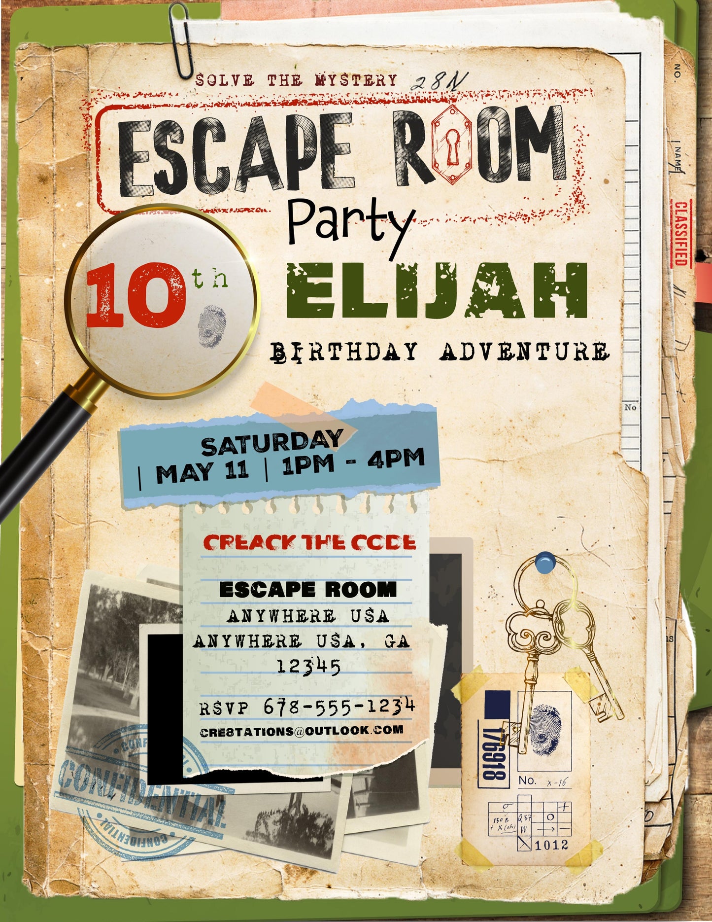 Escape Room Digital Invitation- Neutral