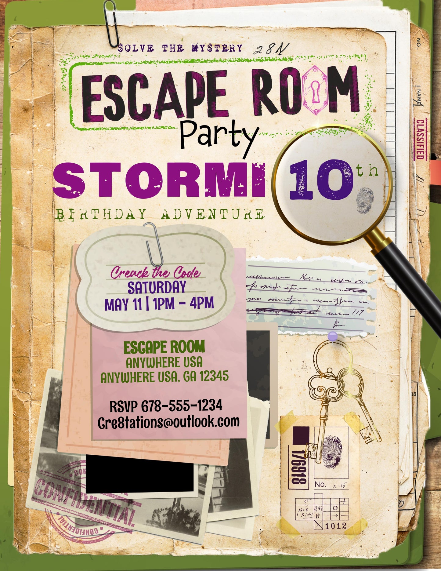 Escape Room Digital Invitation - Pink