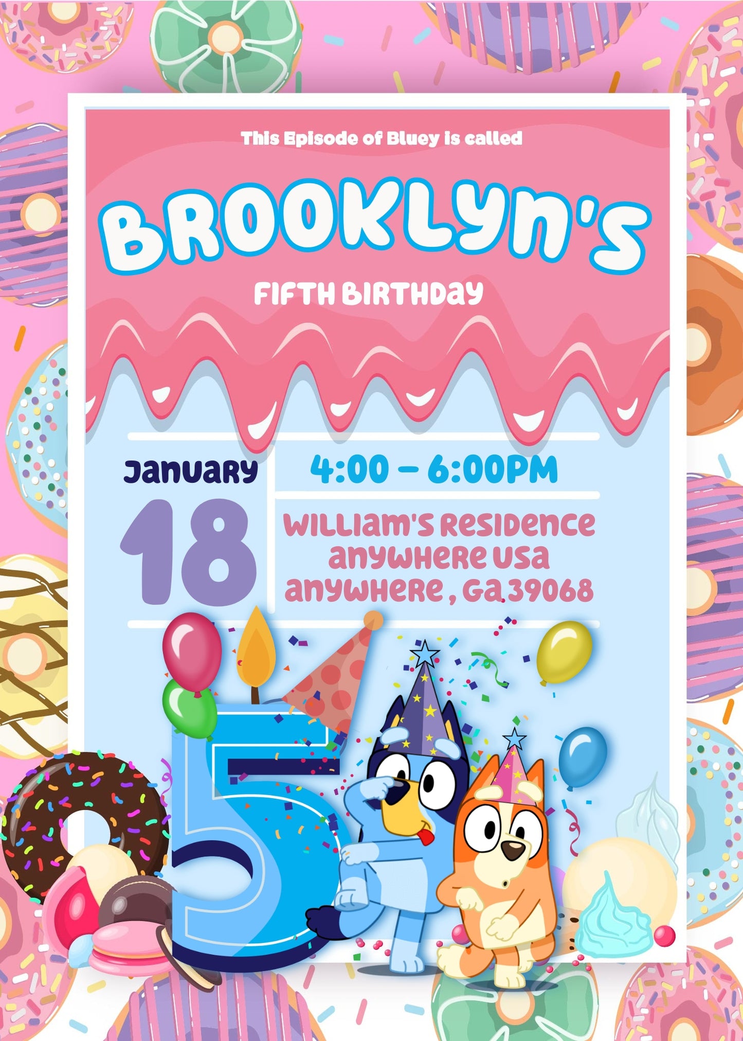 Bluey Digital Birthday Invitation