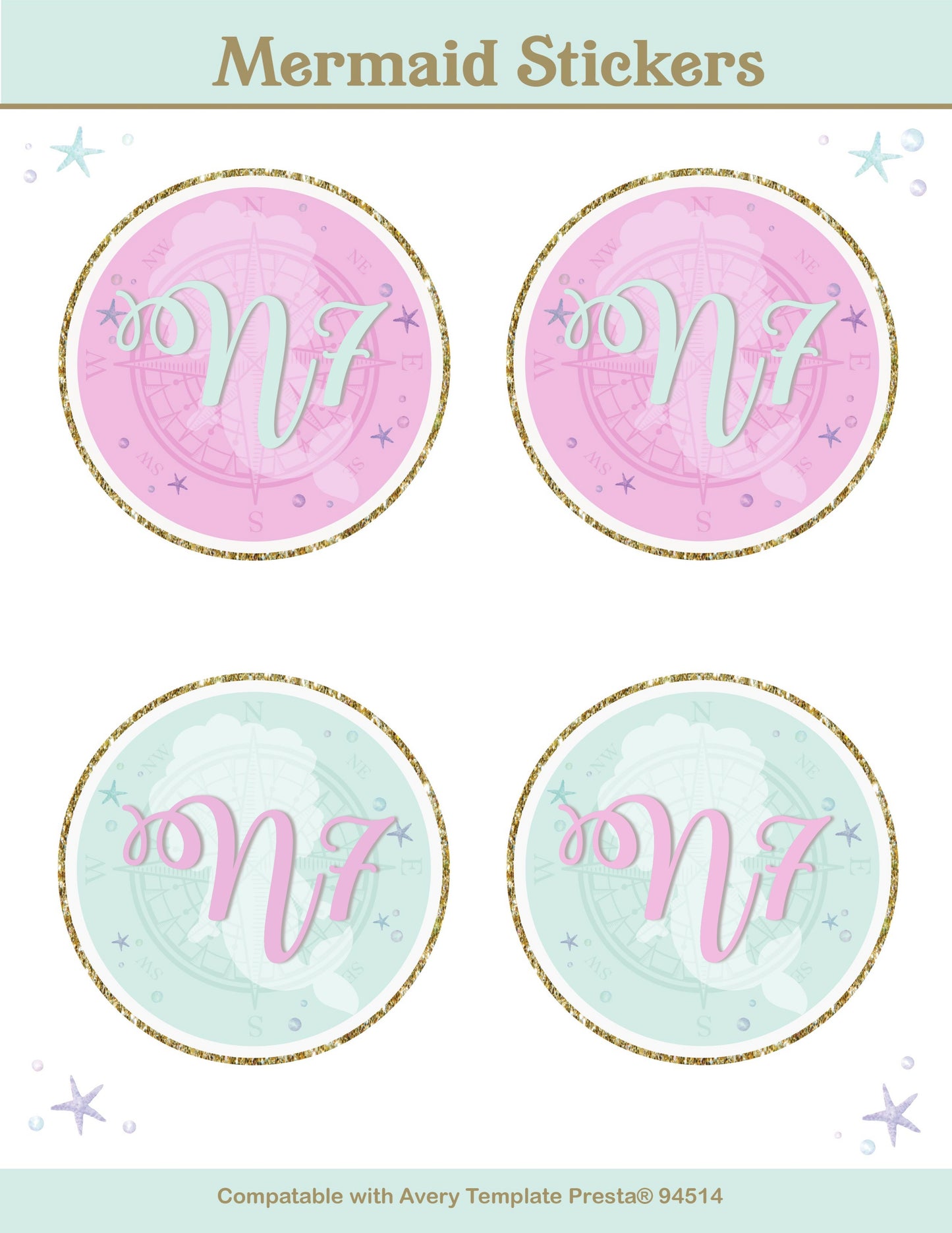 Mermaid Party Stickers